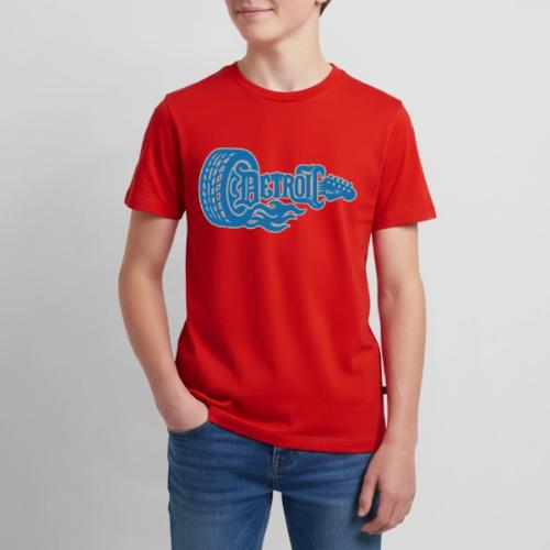 The D® - Detroit Wheel Guitar with Flames Bl Slvr - Kids' Premium T-Shirt