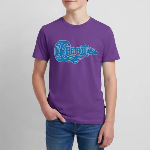 The D® - Detroit Wheel Guitar with Flames Bl Slvr - Kids' Premium T-Shirt