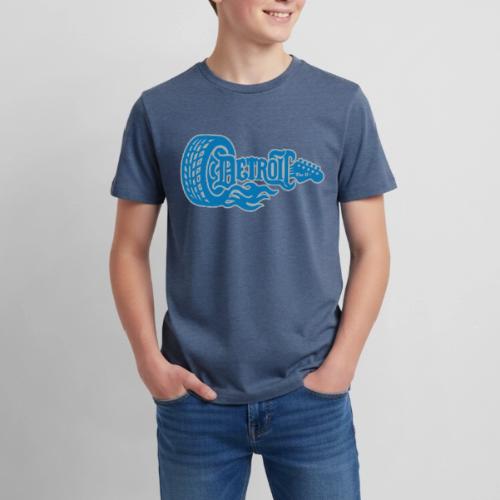 The D® - Detroit Wheel Guitar with Flames Bl Slvr - Kids' Premium T-Shirt