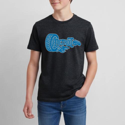 The D® - Detroit Wheel Guitar with Flames Bl Slvr - Kids' Premium T-Shirt