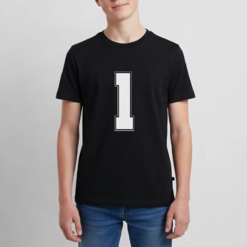 White Number 1 – Varsity Font - Kids' Premium T-Shirt