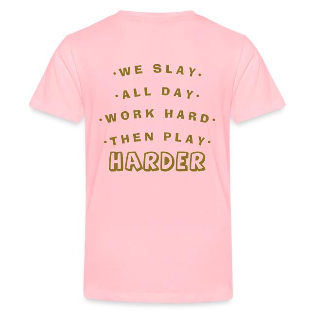 We Slay All Day Shiny Shirt Metallic Silver & Gold