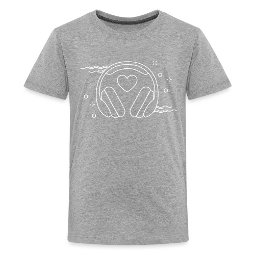 ❤️ + 🎧 (white outline) - Kids' Premium T-Shirt