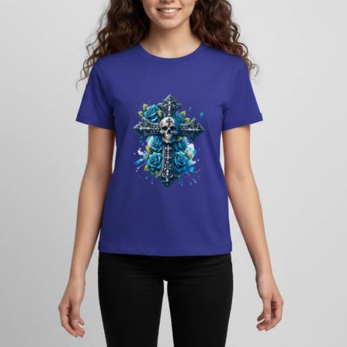 Gothic Collection - Cross, Skull & Blue Roses - Kids' Premium T-Shirt