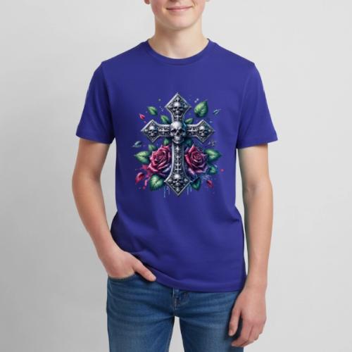 Gothic Collection - Cross, Skulls & Red Roses - Kids' Premium T-Shirt