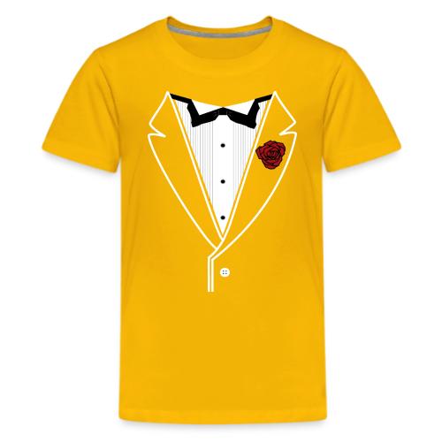 Tuxedo Shirt With Black Bowtie And Red Rose - Kids' Premium T-Shirt