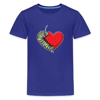 Caterpillar Love Heart - Kids' Premium T-Shirt - royal blue - Front - AI Model Teenager Male light (155cm)