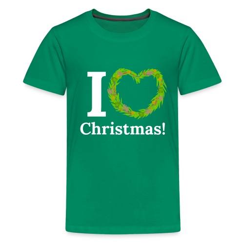 I Love Heart Christmas - Xmas Wreath Design! - Kids' Premium T-Shirt