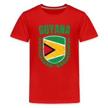 Guyana - Kids' Premium T-Shirt - red - Front - AI Model Teenager Male light (155cm)