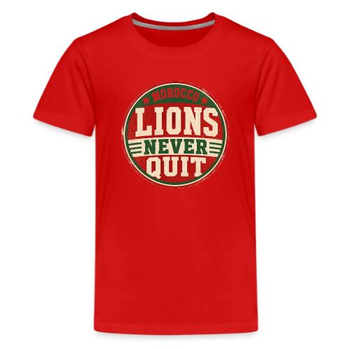 Morocco Soccer Fan Shirt — Lions Never Quit - Kids' Premium T-Shirt