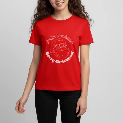 Feliz Navidad Merry Christmas Santa Claus Line Art - Kids' Premium T-Shirt