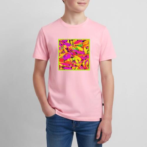 Vibrant NeonLeaf Elegance Pattern - Kids' Premium T-Shirt