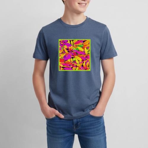 Vibrant NeonLeaf Elegance Pattern - Kids' Premium T-Shirt
