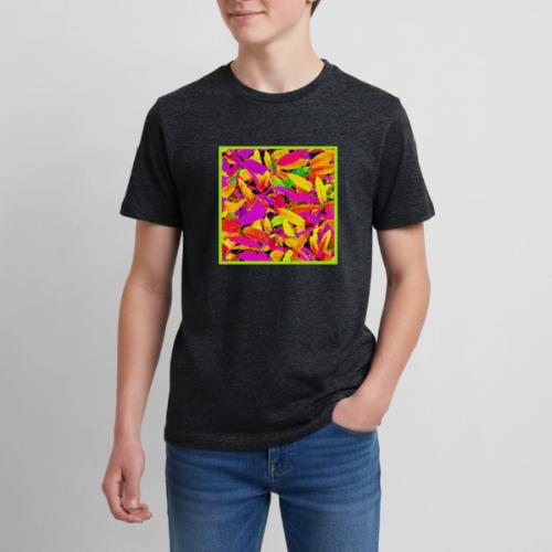 Vibrant NeonLeaf Elegance Pattern - Kids' Premium T-Shirt