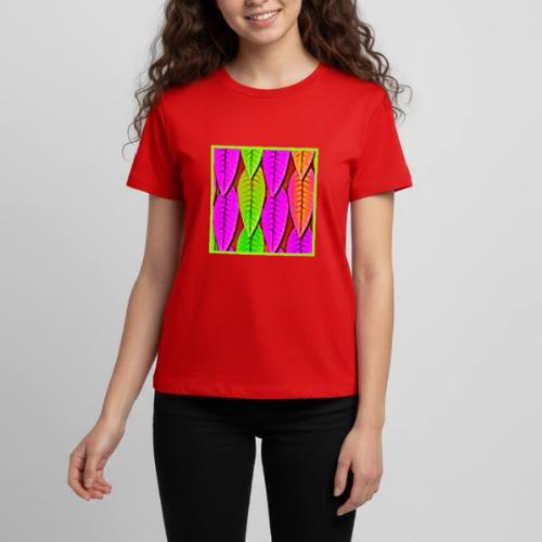 Vivid Neon Leaves Pattern - Kids' Premium T-Shirt