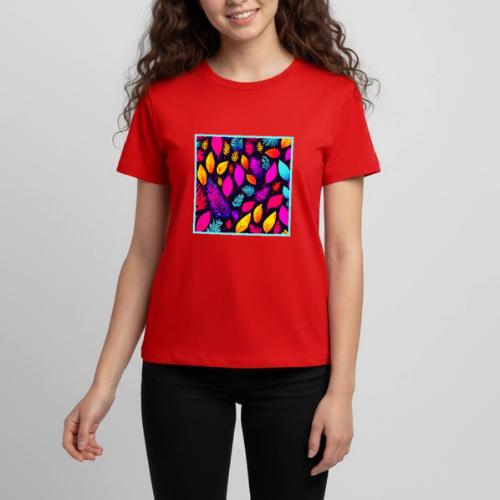 Vibrant Neon Foliage: Captivating Leaves Pattern - Kids' Premium T-Shirt