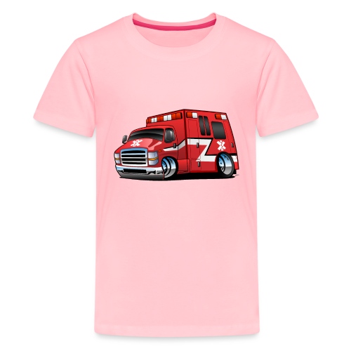 Paramedic EMT Ambulance Rescue Truck Cartoon - Kids' Premium T-Shirt