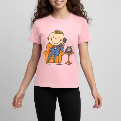 Cartoon Boy in Suit Talking on Phone - Kids' Premium T-Shirt