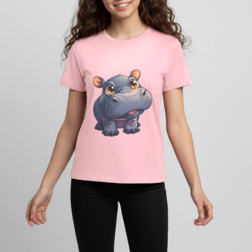 Cute Cartoon Baby Hippo with Big Innocent Eyes - Kids' Premium T-Shirt