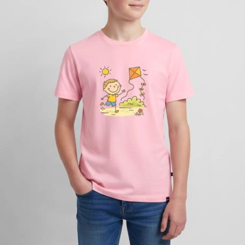 Happy Boy Flying Kite Cartoon T-Shirt - Kids' Premium T-Shirt