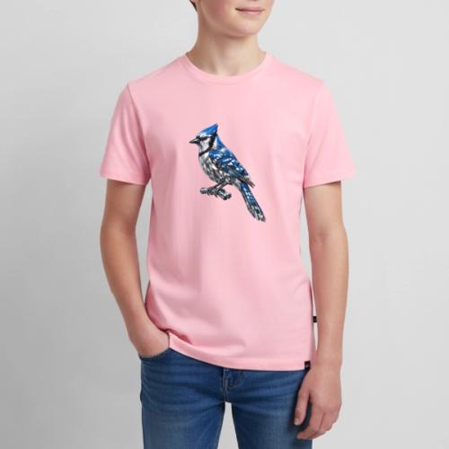 Silver Blue Jay on Perch + Flight Stages 2-print - Kids' Premium T-Shirt
