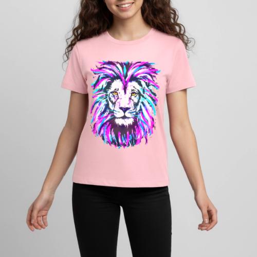 Neon Pink Lion Head Portrait Drawing - Purple Lion - Kids' Premium T-Shirt
