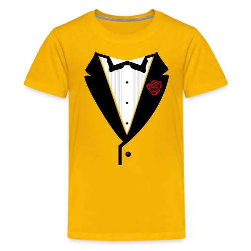 Tuxedo Shirt With Black Lapel And Bowtie - Kids' Premium T-Shirt