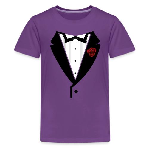 Tuxedo Shirt With Black Lapel And Bowtie - Kids' Premium T-Shirt