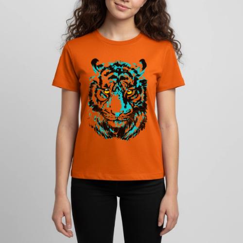 Artistic Tiger Head Portrait Drawing - Turquoise - Kids' Premium T-Shirt