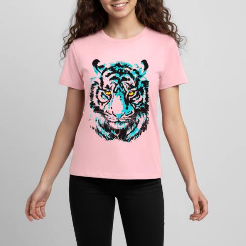 Artistic Tiger Head Portrait Drawing - Turquoise - Kids' Premium T-Shirt