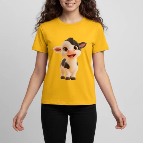 Joyful Cartoon Baby Cow Standing - Kids' Premium T-Shirt