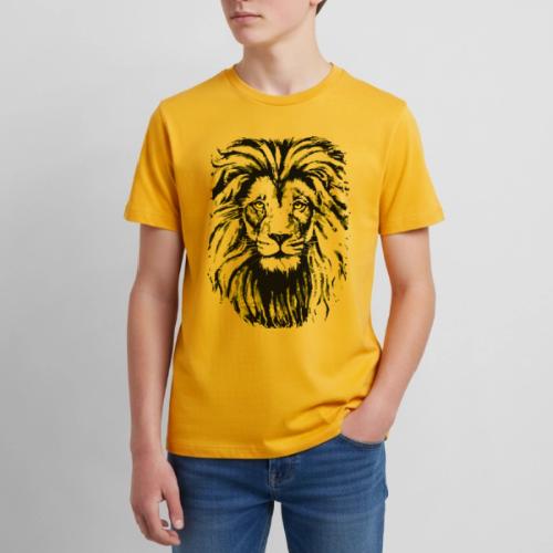 Yellow Lion Head Portrait Drawing - Lion Face - Kids' Premium T-Shirt