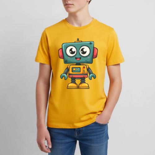 Cute Cartoon Robot Standing with a Smile - Kids' Premium T-Shirt