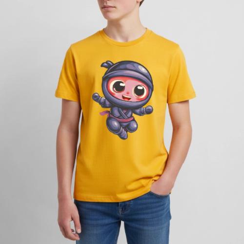 Joyful Cartoon Baby Ninja Jumping in Action - Kids' Premium T-Shirt