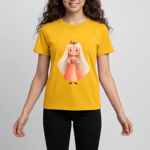 Cute Cartoon Little Princess with Long Hair - Kids' Premium T-Shirt