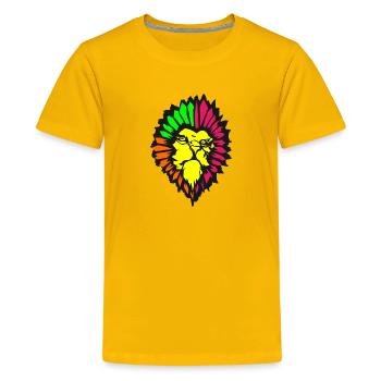 neon lion - Kids' Premium T-Shirt - sun yellow - Front - AI Model Teenager Male light (155cm)