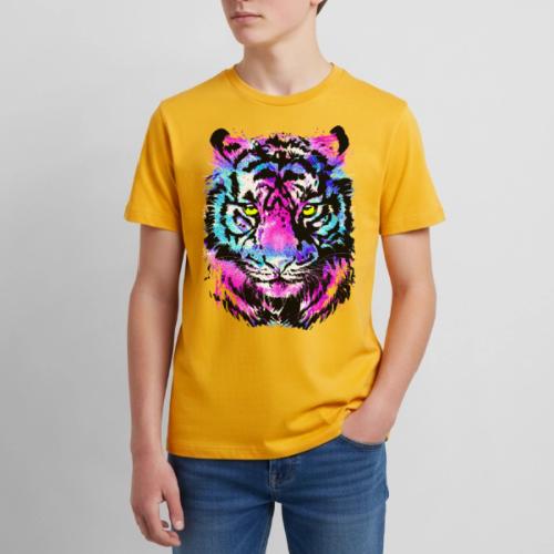 Neon Pink Tiger Head Portrait Drawing - Blue Tiger - Kids' Premium T-Shirt