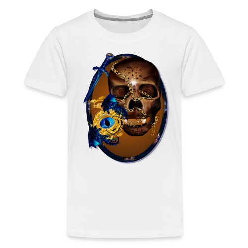 Oval-Dark Skull with Evil - Kids' Premium T-Shirt