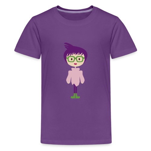 Colorful Mod Girl and Her Green Eyeglasses - Kids' Premium T-Shirt