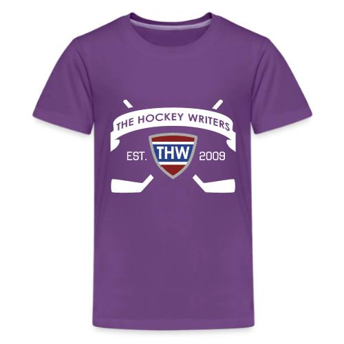 The Hockey Writers Est. 2009 Banner Logo - white - Kids' Premium T-Shirt