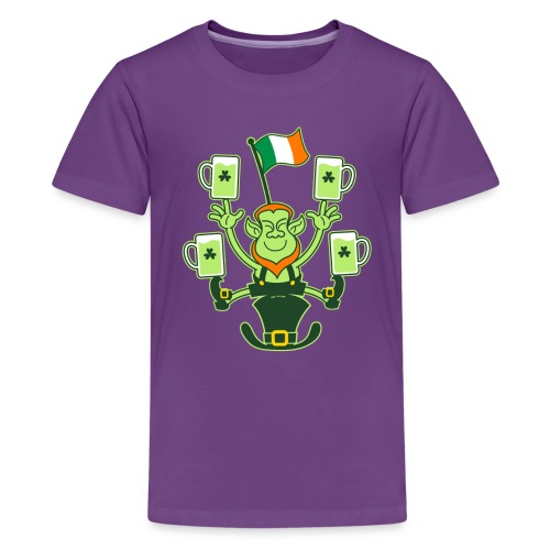 Leprechaun Juggling Beers and Irish Flag - Kids' Premium T-Shirt