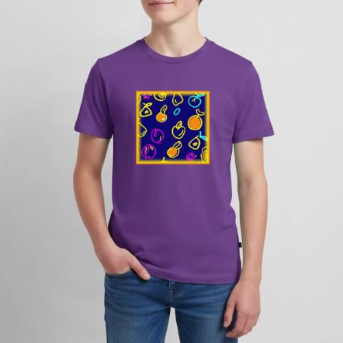 Dynamic Neon Fruits Pattern Design - Kids' Premium T-Shirt