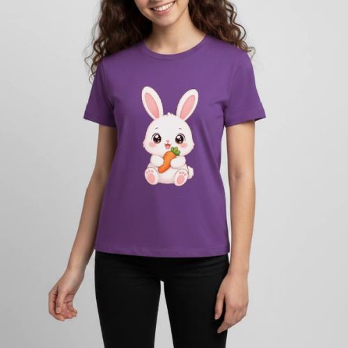 Cute Bunny Rabbit Holding Carrot – Kawaii Easter - Kids' Premium T-Shirt