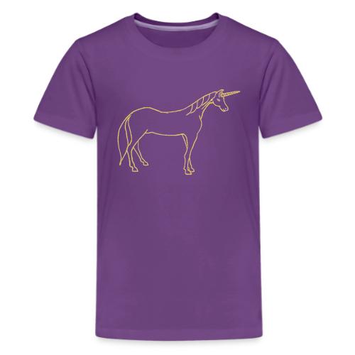 unicorn gold outline - Kids' Premium T-Shirt