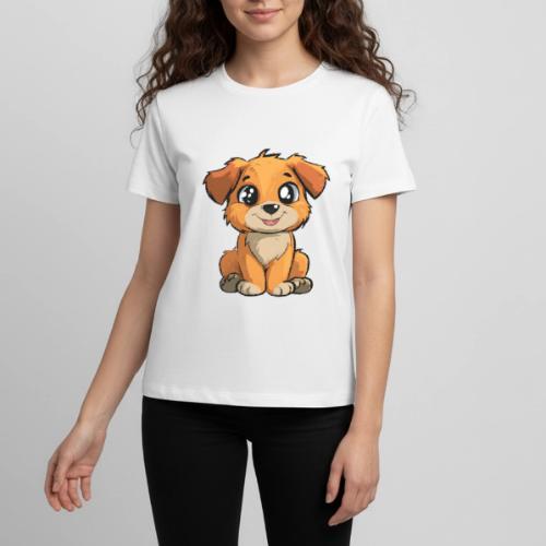 Cute Sitting Puppy Cartoon with Big Eyes - Kids' Premium T-Shirt