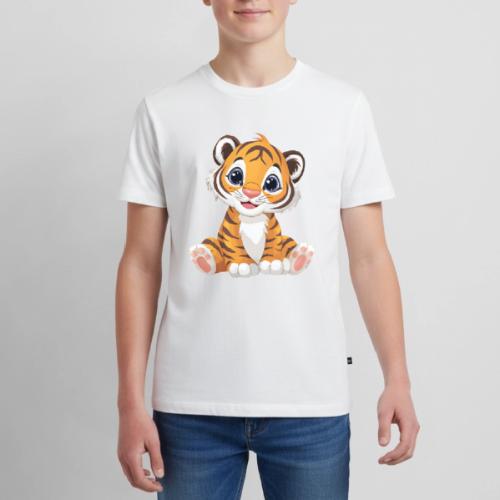 Adorable Cartoon Tiger Cub with Innocent Eyes - Kids' Premium T-Shirt