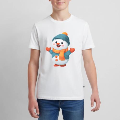 Joyful Cartoon Snowman with Winter Outfit - Kids' Premium T-Shirt
