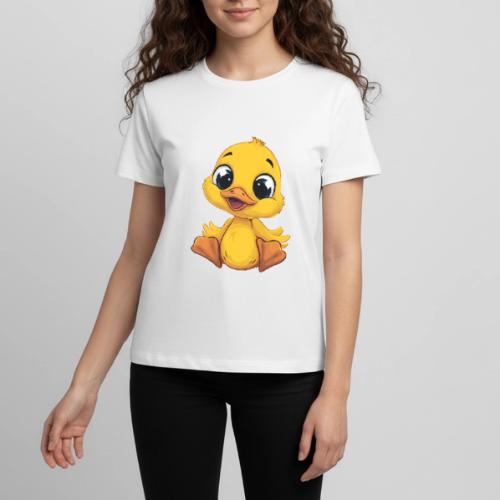Sweet Yellow Cartoon Duck Sitting Happily - Kids' Premium T-Shirt
