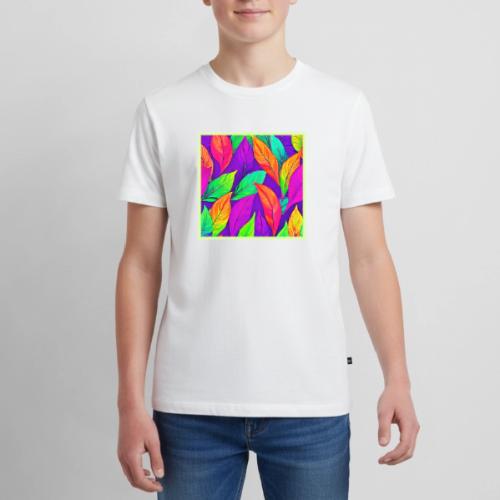 Colorful Neon Ethereal Leaves Pattern - Kids' Premium T-Shirt