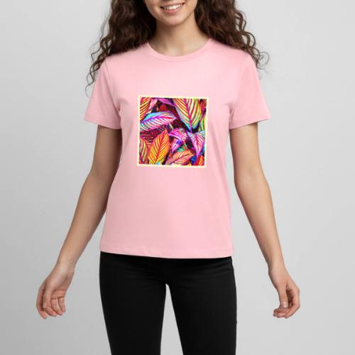 Striped Neon Leaves Design - Kids' Premium T-Shirt